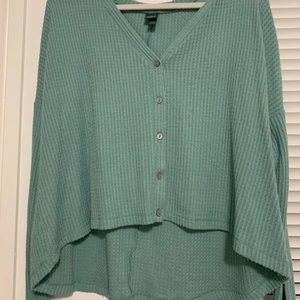 Teal Long Sleeve V Neck Cardigan